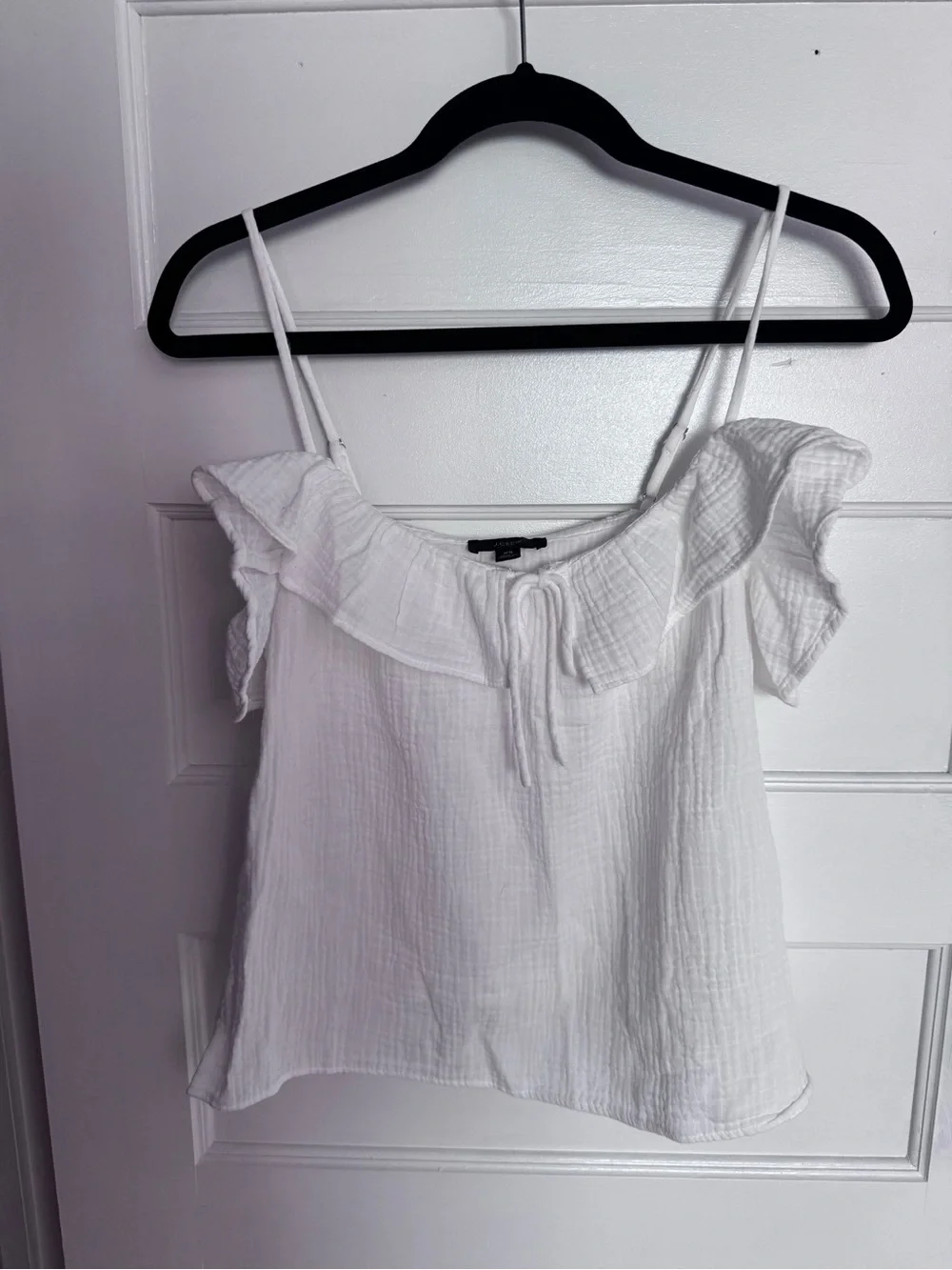 J. Crew White Ruffle-Front Spaghetti Strap Camisole